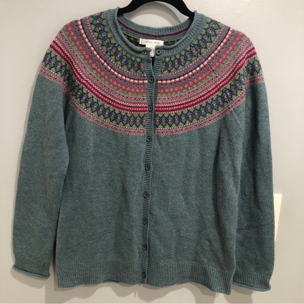 Tabitha Webb Sweater Womens M Wool blend Fair Isle Nordic Literary Chic Soft